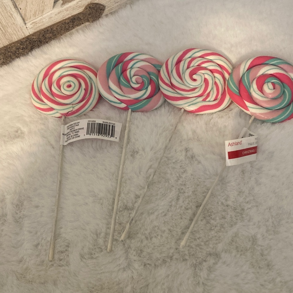 Ashland Festive Swirl Lollipop Picks Decorations - Pink, White, Green